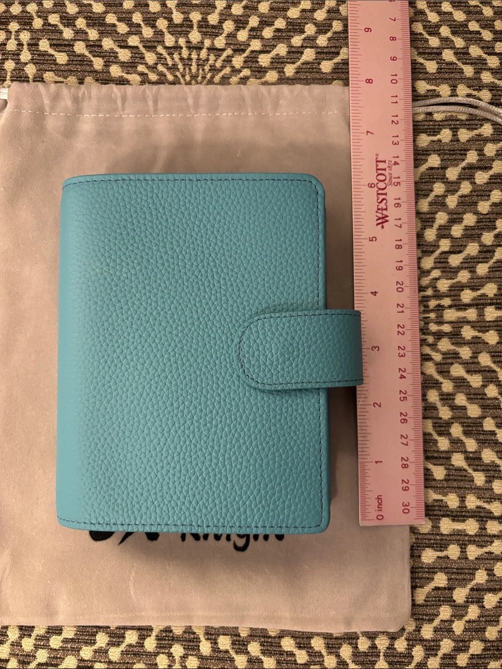 Light Blue Leather Pocket Size Ring Planner Cover Ox Knight Like New - Picture 3 of 12